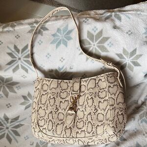 A new day Snake-Print Shoulder Bag with Gold Hardware